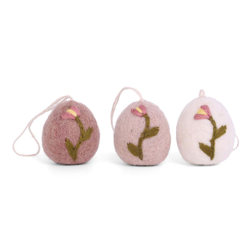 Easter Eggs with Tulip Embroidery set of 3