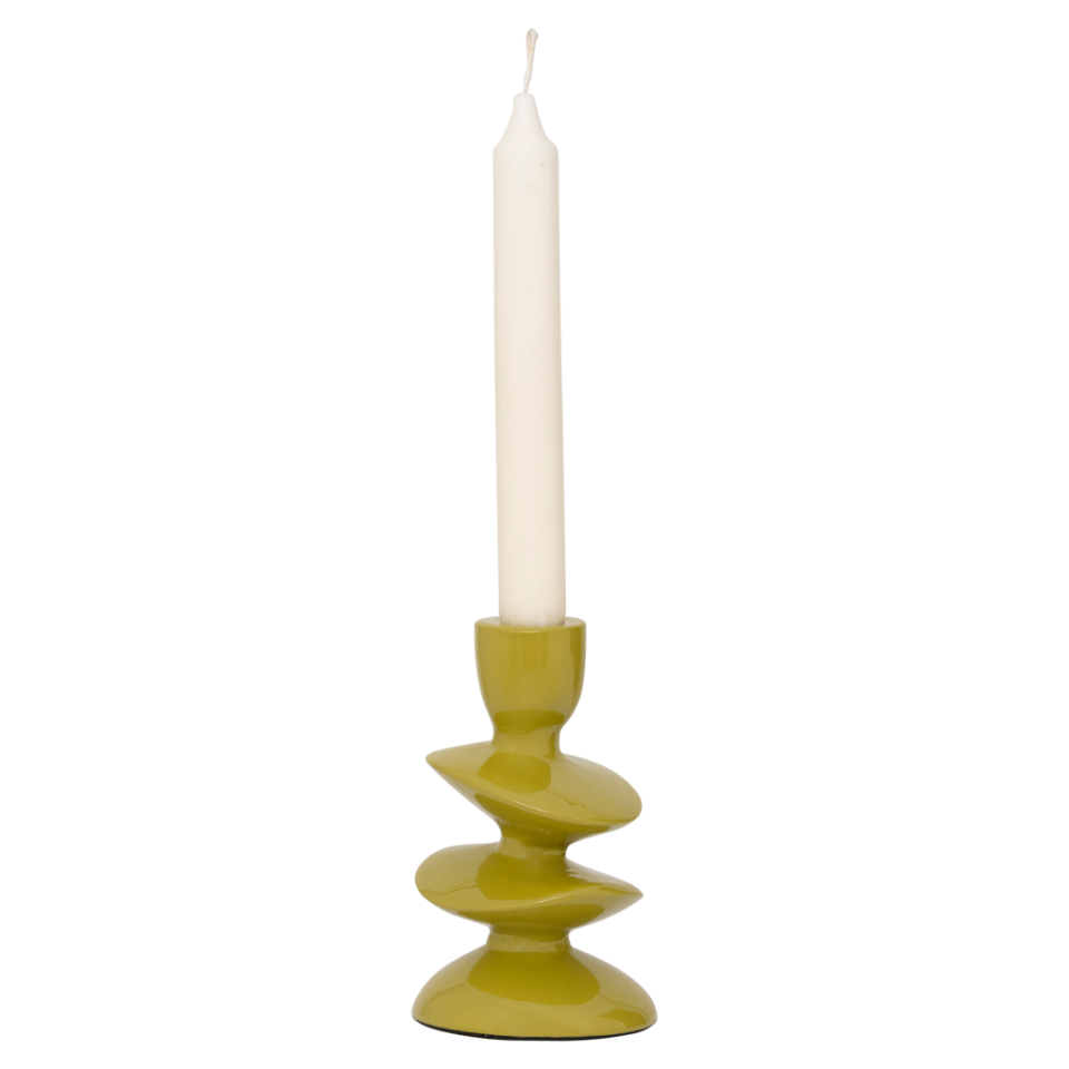 Candle holder in olive green