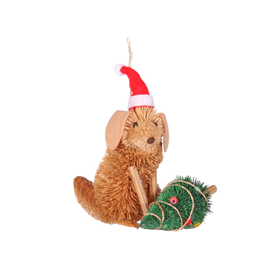 Tree Decoration made from bristle depicting golden retriever 