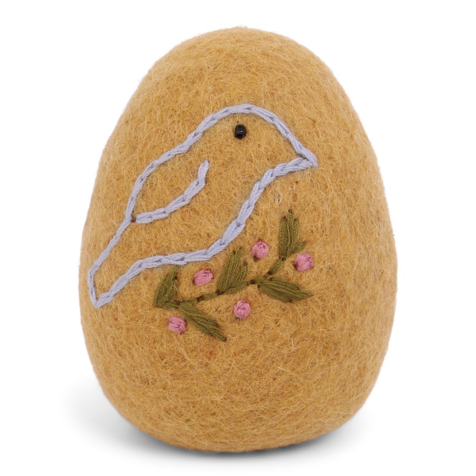 Easter Egg Ochre/Embroidered Bird