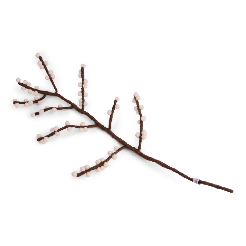 brown felt branch with white felt balls 