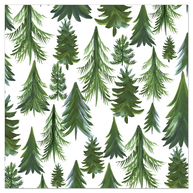 Paper Napkins PK 20 Green Trees on White