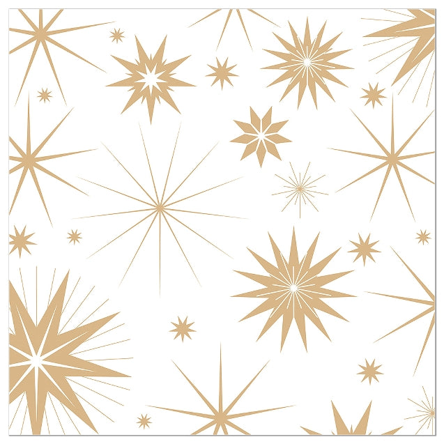 Paper Napkin with pattern of gold star shapes on a white background