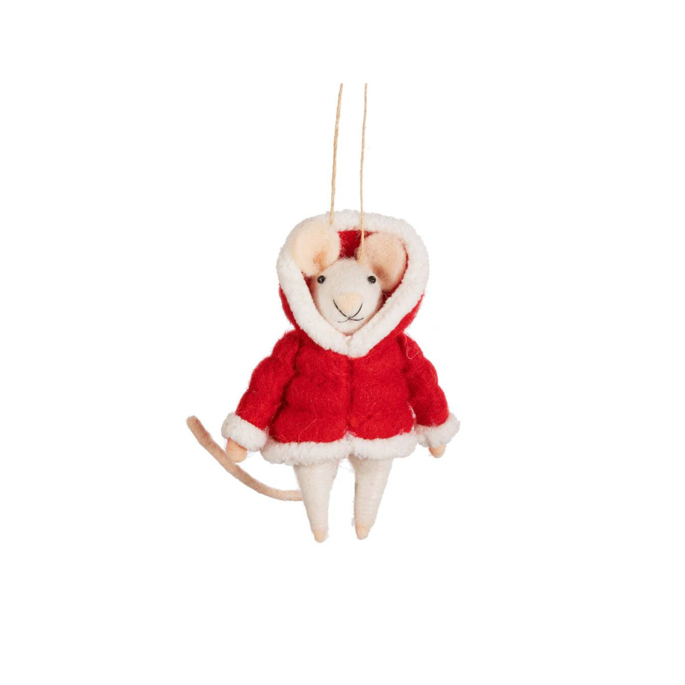 Felt Hanging Decoration - Mouse in Puffer Jacket