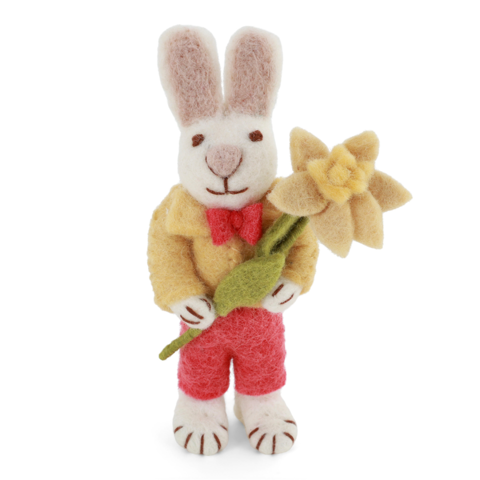 Easter Bunny in Yellow Jacket with Daffodil