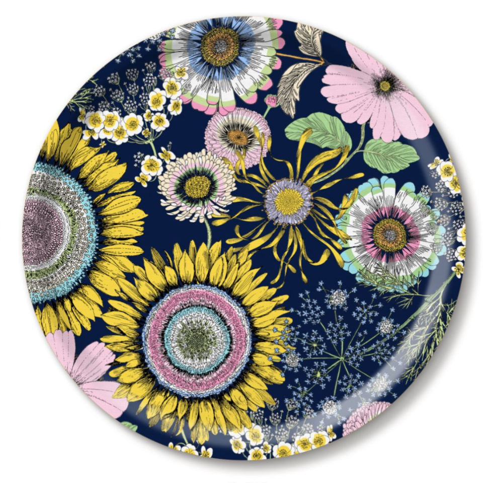 Tray - Sunflower Navy Round