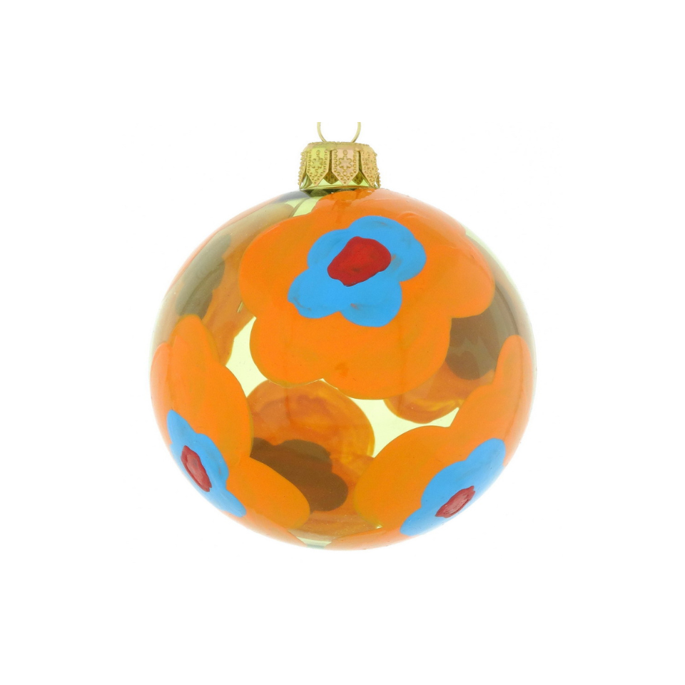 Decorative Christmas ornament with floral design on a white background