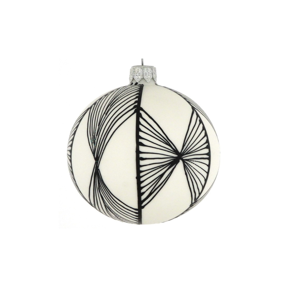 Decorative ornament with black and white pattern on a white background