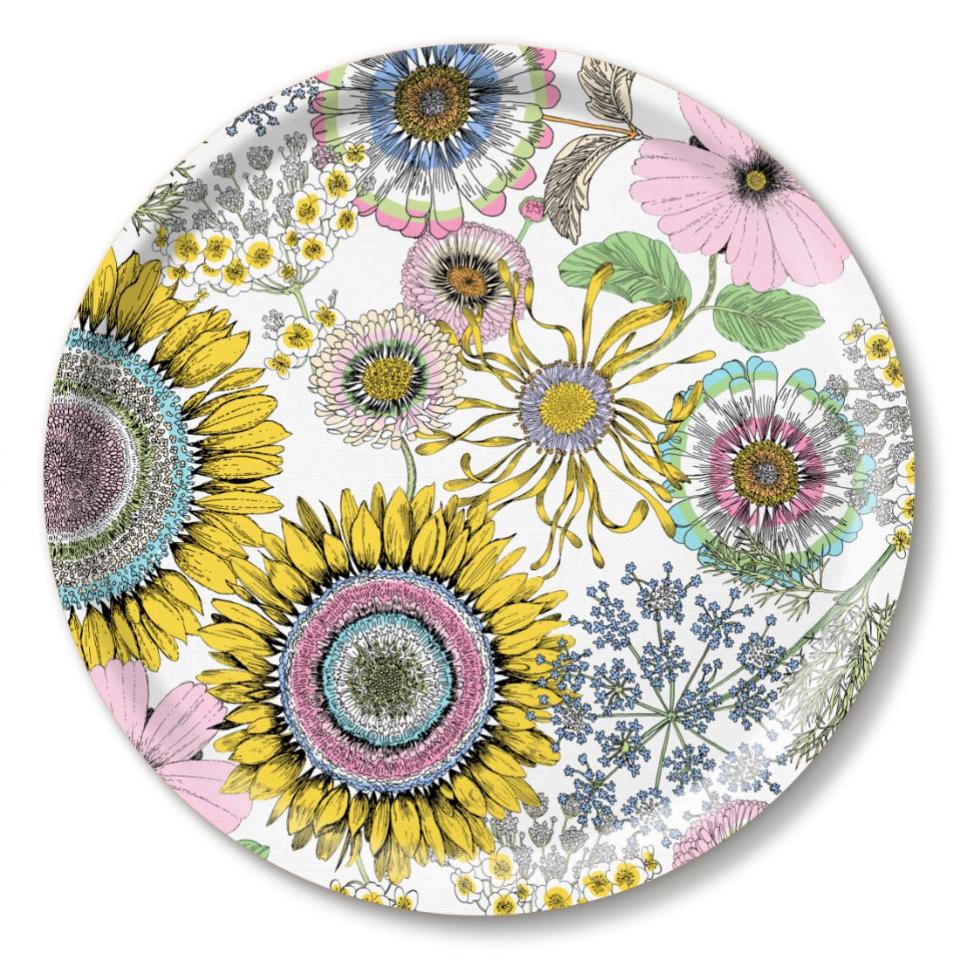 Tray - Sunflower White Round