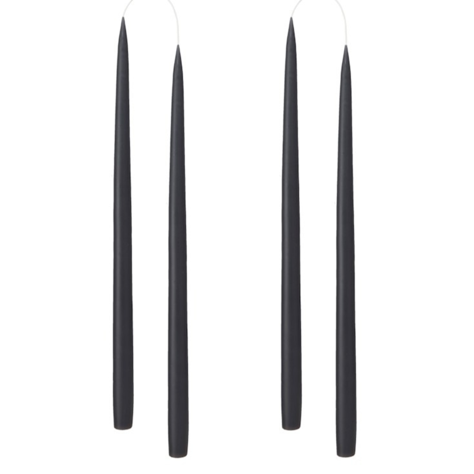 4 taper candles in black
