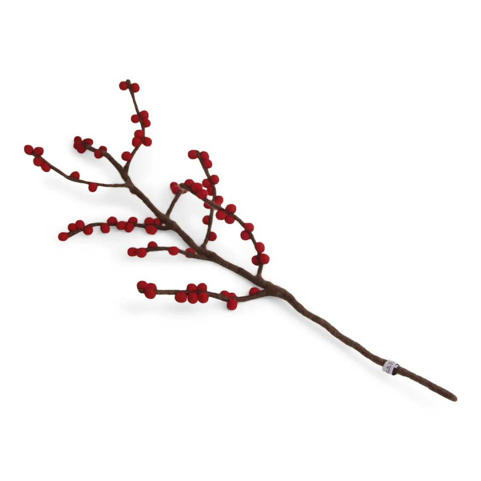 Felt branch in Brown with red felt balls