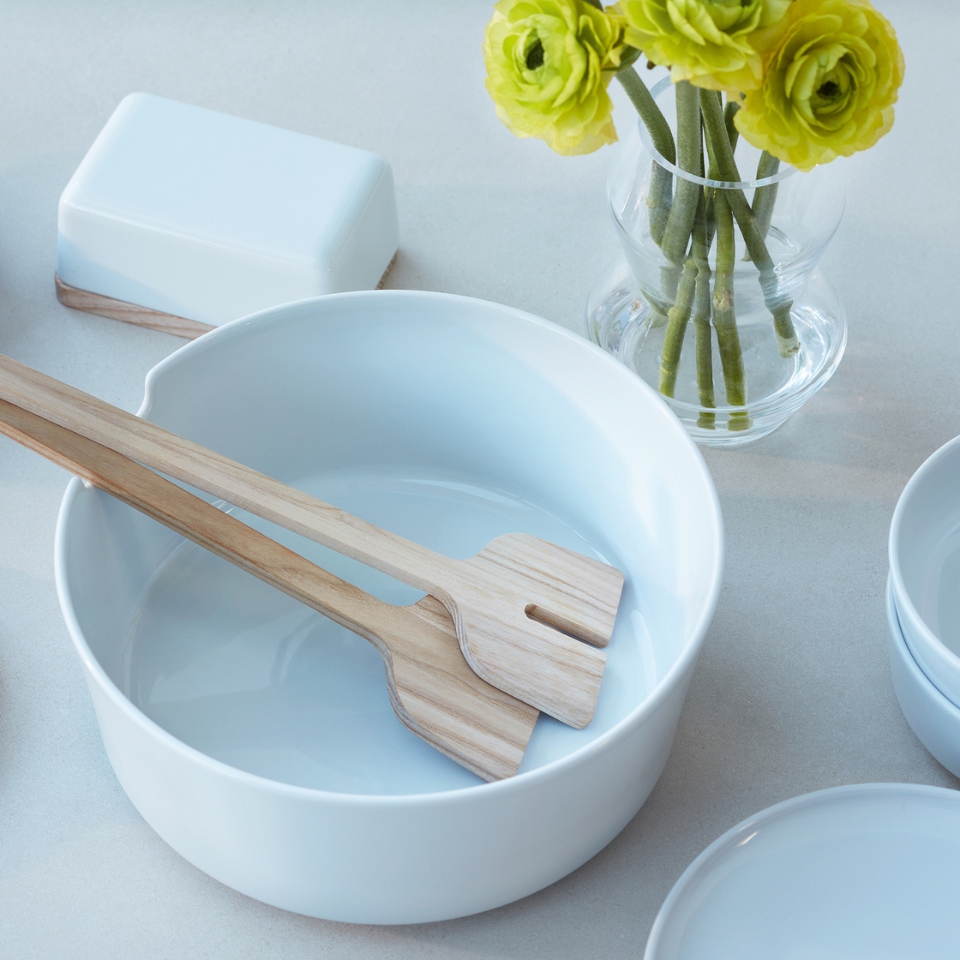 Collective Salad Bowl with Servers White