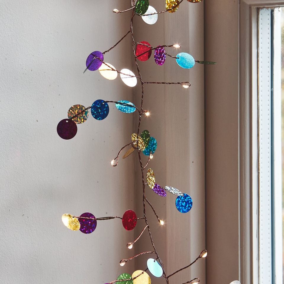 Light chain with multi coloured discs attached 