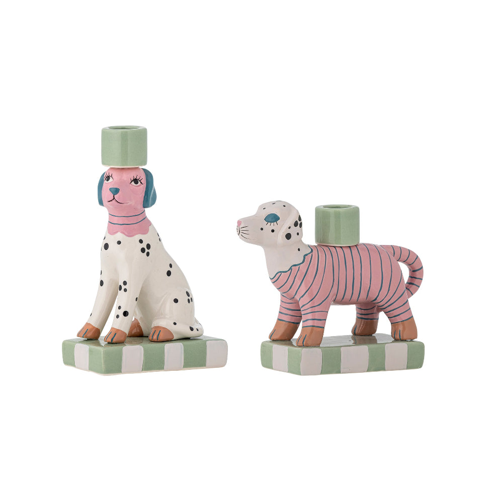 set 2 whimsical dog shaped candle holders