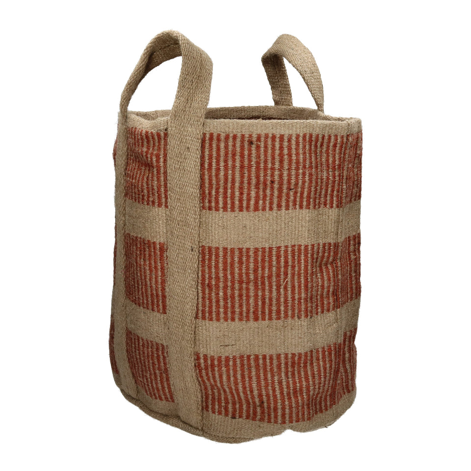 Follina Jute Basket Terracotta Stripe