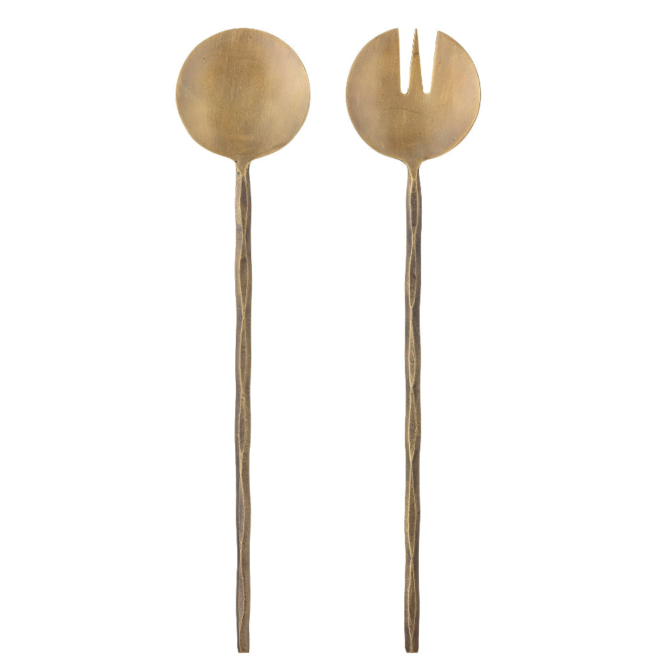 Brass Salad servers on a white background
