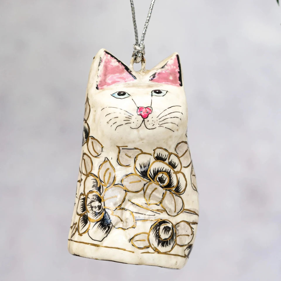 Cat Decoration Grey Floral