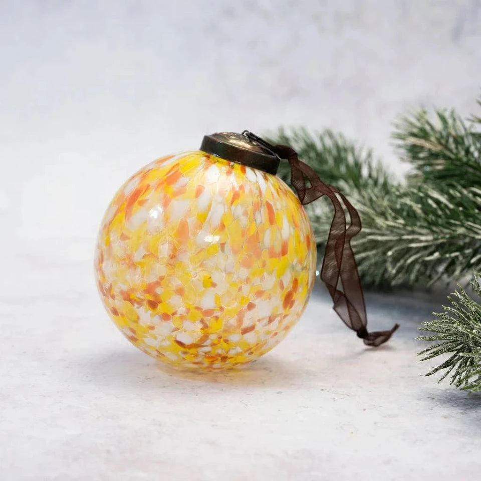 Glass Bauble Ochre Cheena