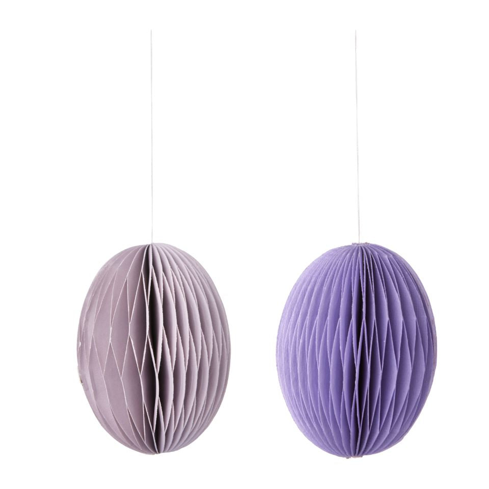 Swirl Paper Easter Egg Decoration Lilac, Set of 2