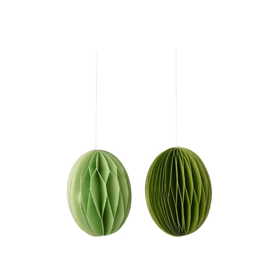 Paper Easter Egg Decoration Sage, Set of 2