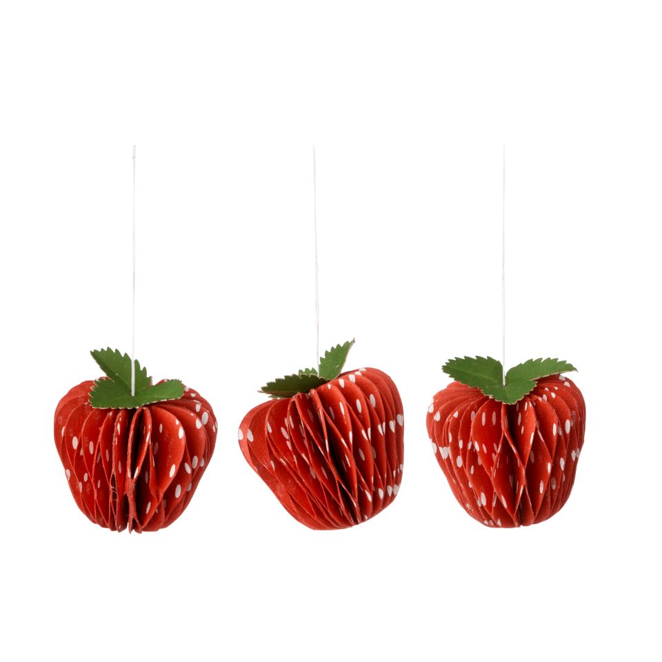 Paper Deco Strawberries S/3