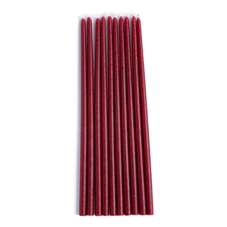 10 deep red candles 