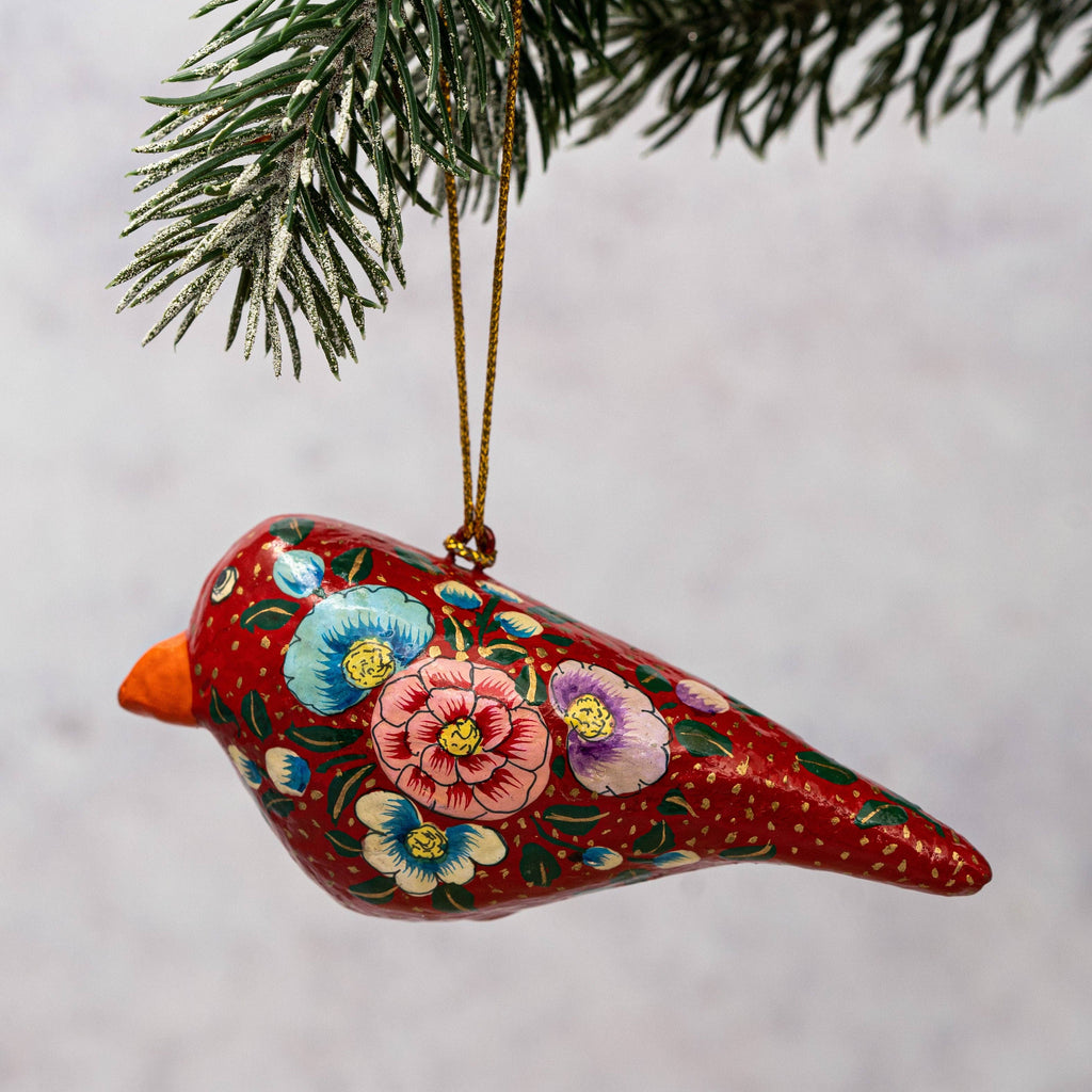 Bird Decoration Red Floral