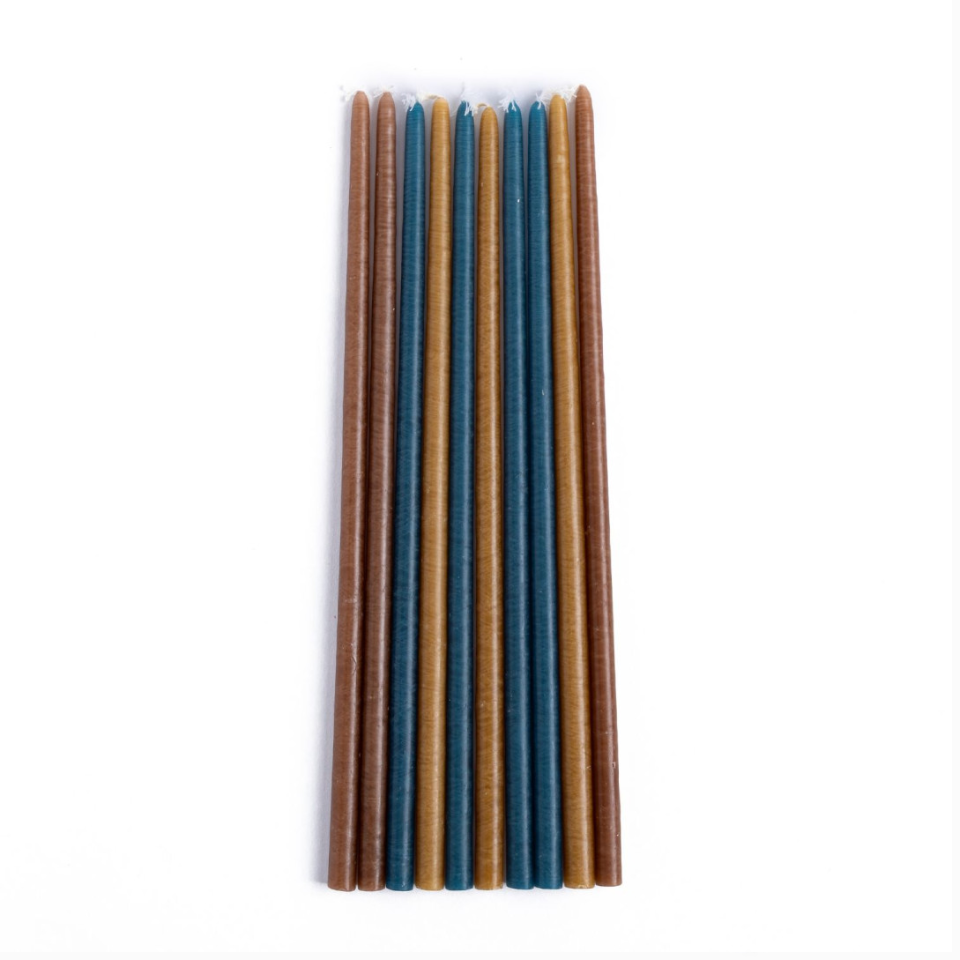 Fine Taper candles in Blue and brown shades