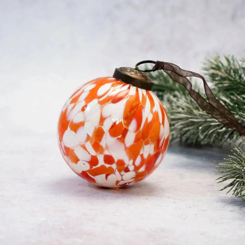 Glass Bauble Tangerine Cheena