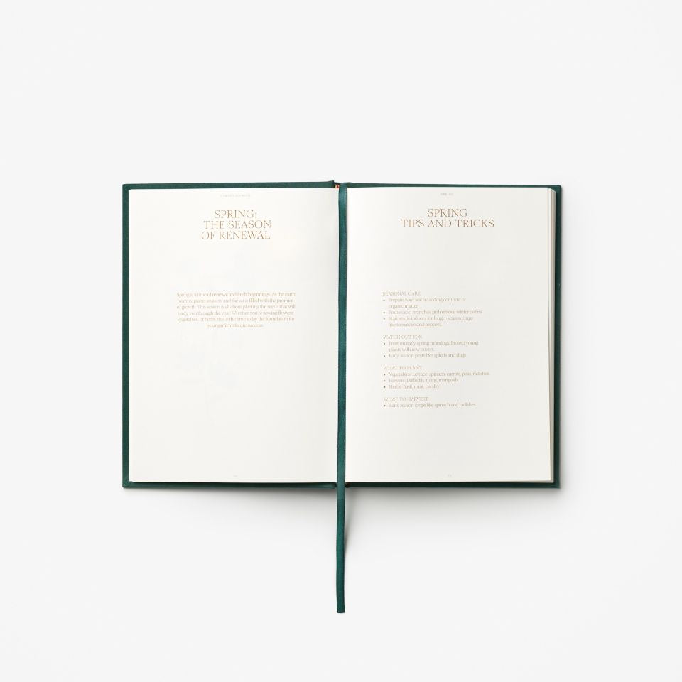 Open book with green binding on a white background
