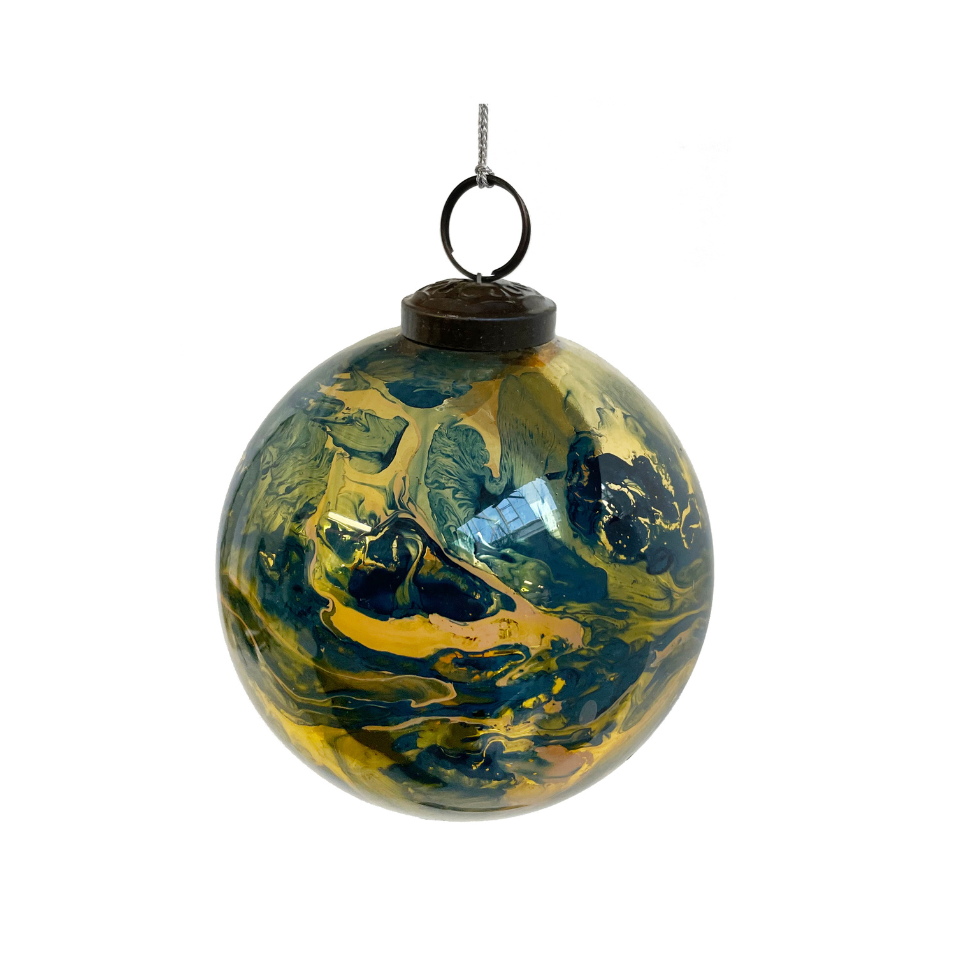 Glass Ball Blue Gold Marble