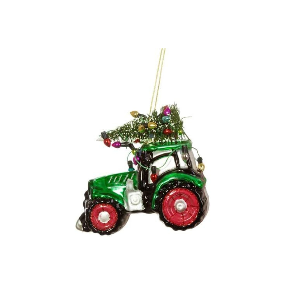 Bauble - Festive Tractor Green