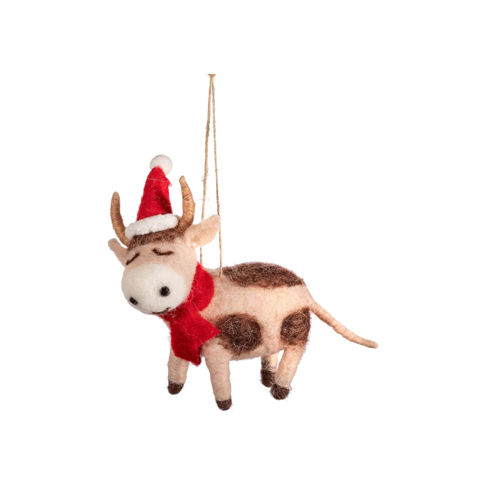 Felt Hanging Decoration - Festive Cow