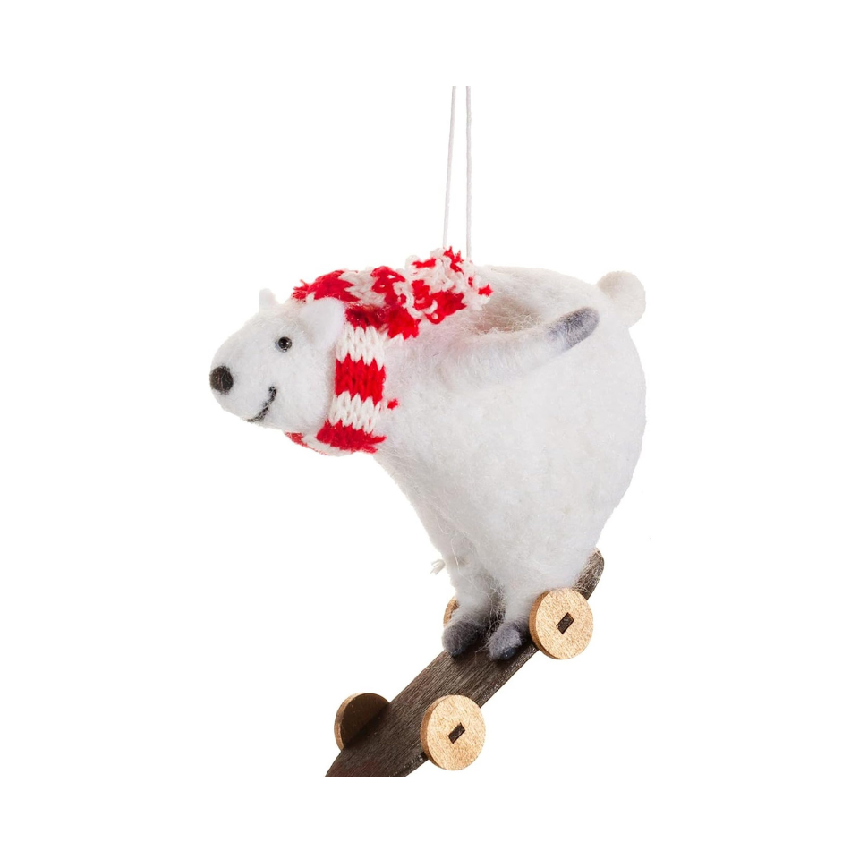 Felt Hanging Decoration - Skate Boarding Polar Bear