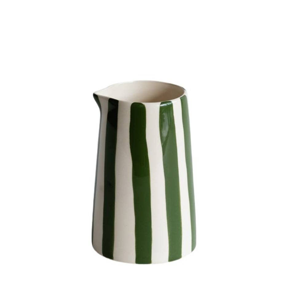 Candy Striped Creamer - Moss Green