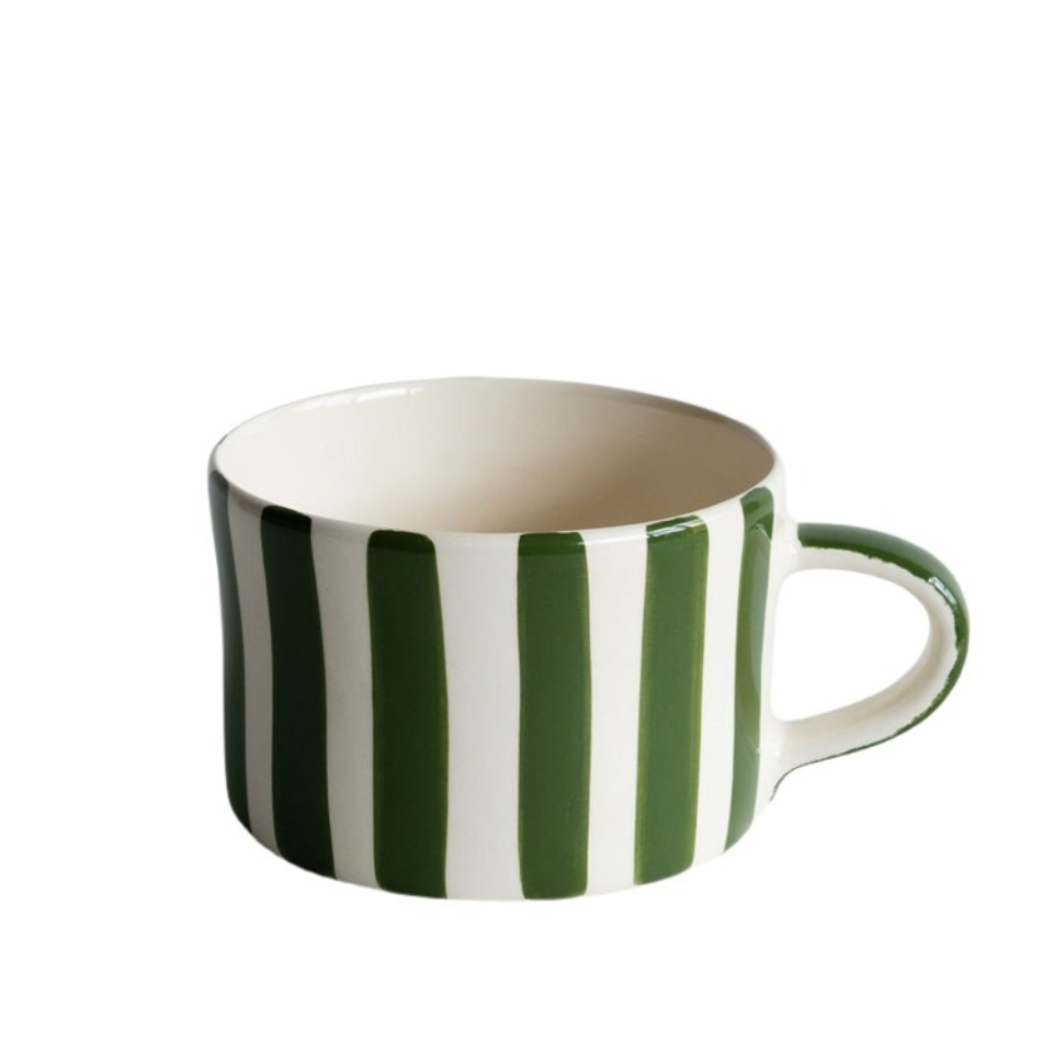 Candy Striped Mug - Moss Green