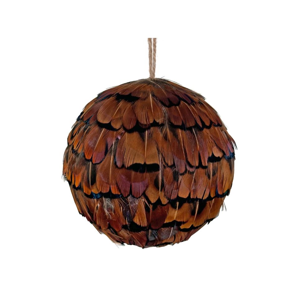 Tree Decoration Feather Ball Brown