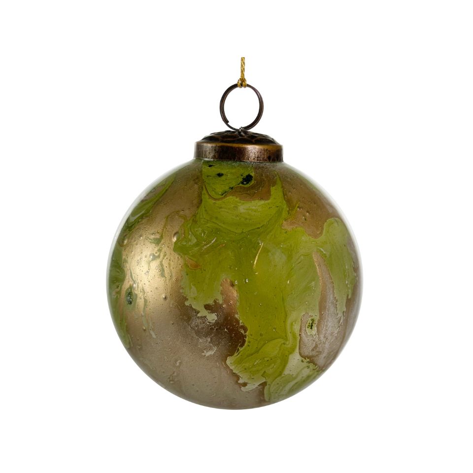 Glass Ball Green Gold Marble