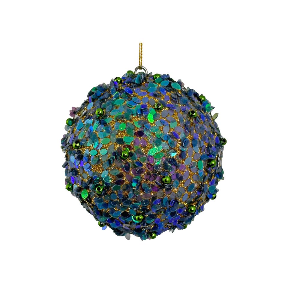 Glass Ball Blue Green Sequin-Glitter