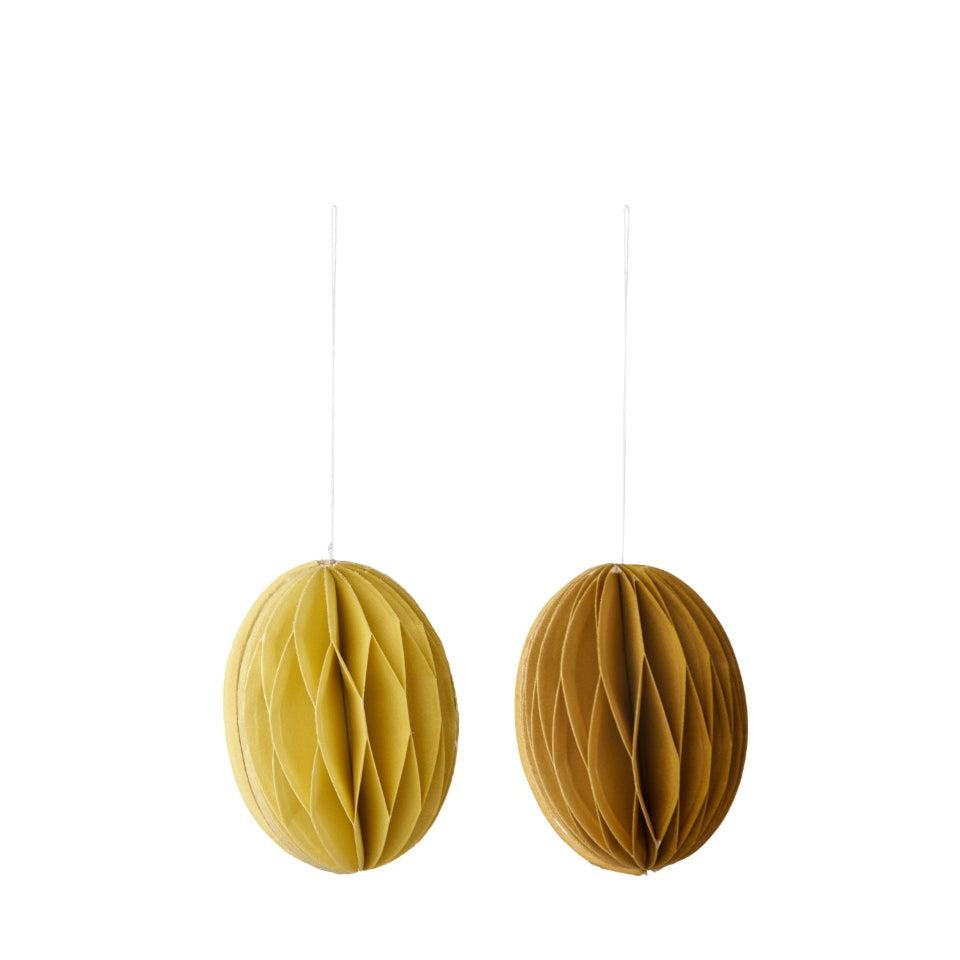 Paper Easter Egg Decoration Yellow Set of 2