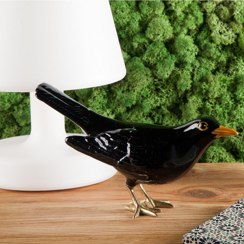 Laboratorio D'Estorias Portuguese blackbird decorative object, styled.