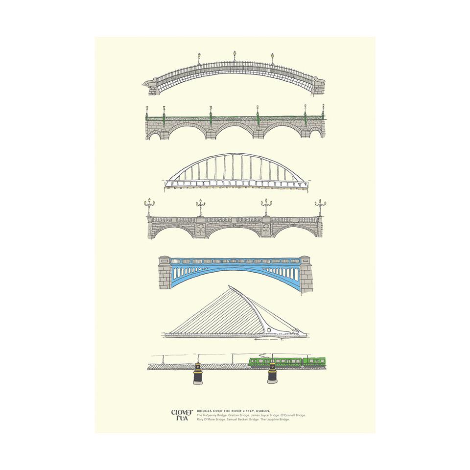 Dublin bridges A4 print.