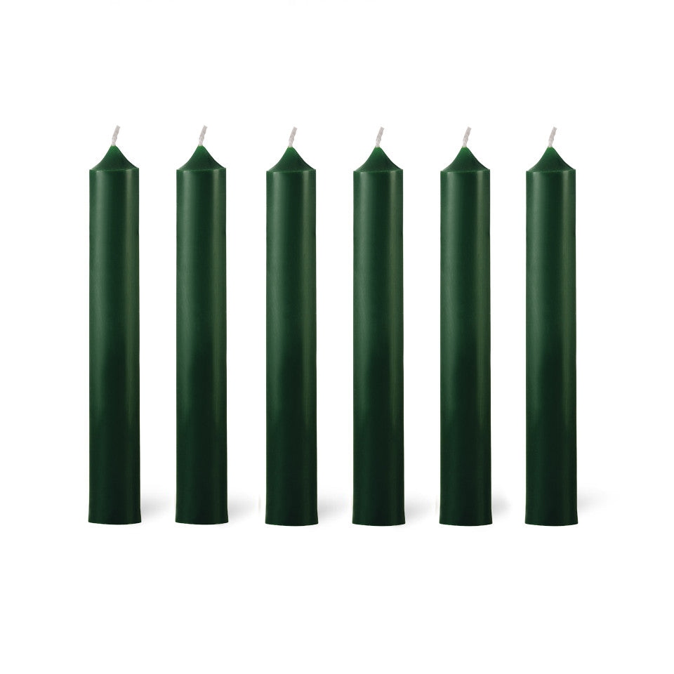 6 Christmas green candles.
