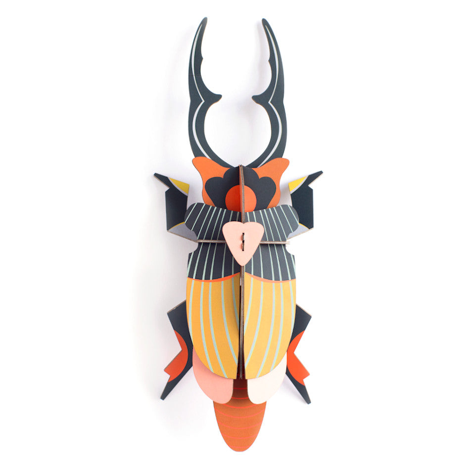Giant Stag beetle cardboard wall decoration.