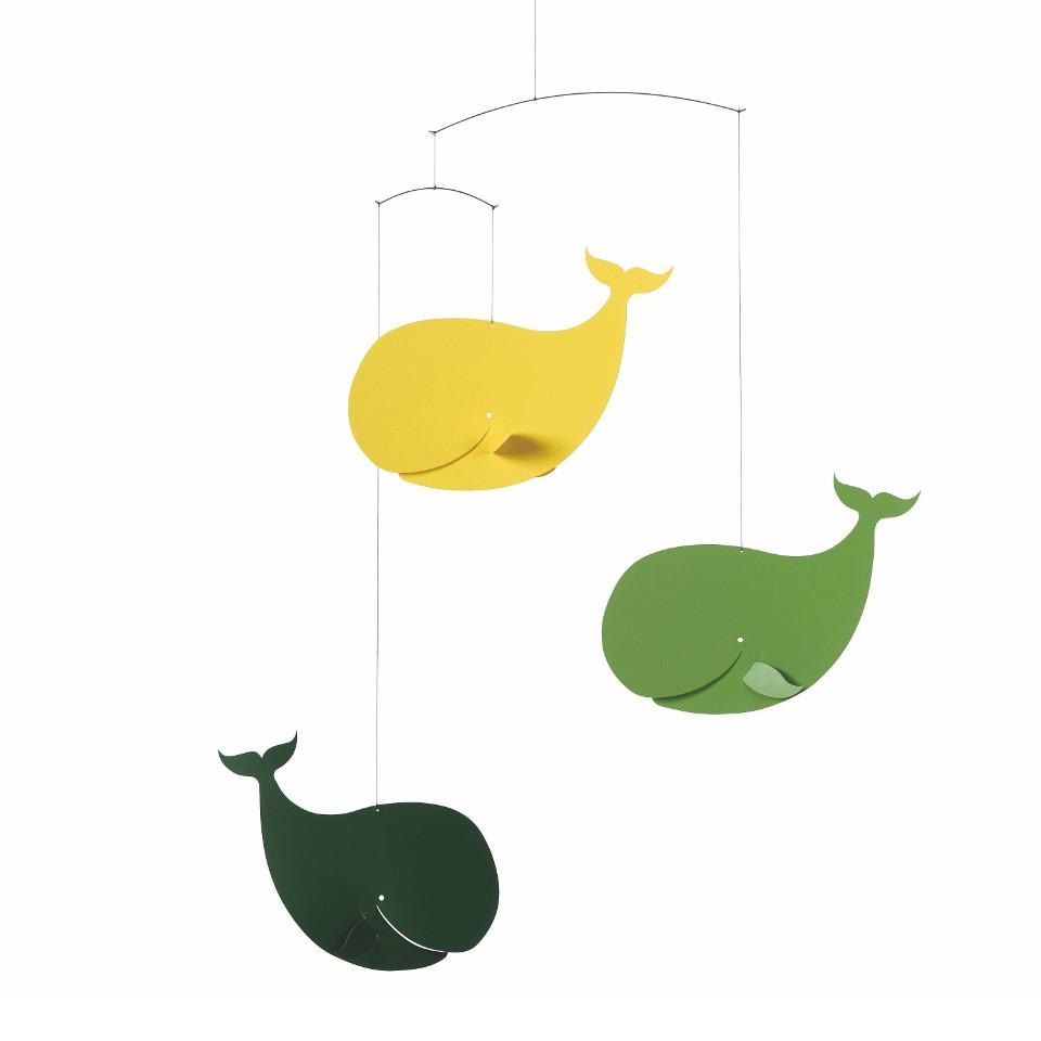 Flensted Happy Whales (yellow and green) mobile.