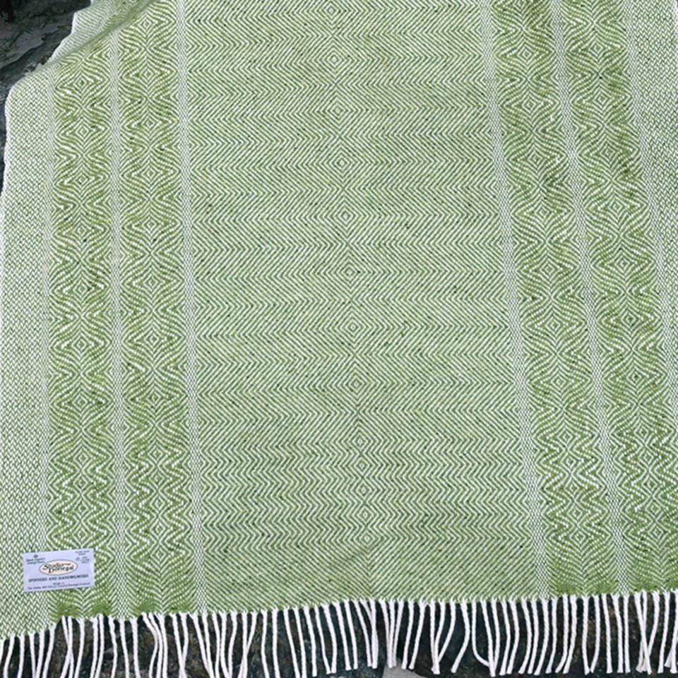 Studio Donegal undulating twill large wool throw, lime.