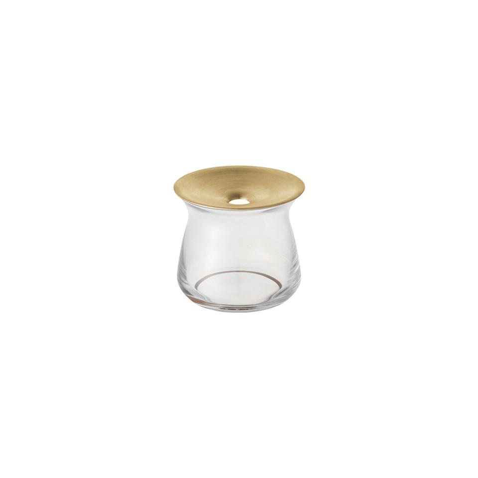 Luna small glass vase with brass collar.
