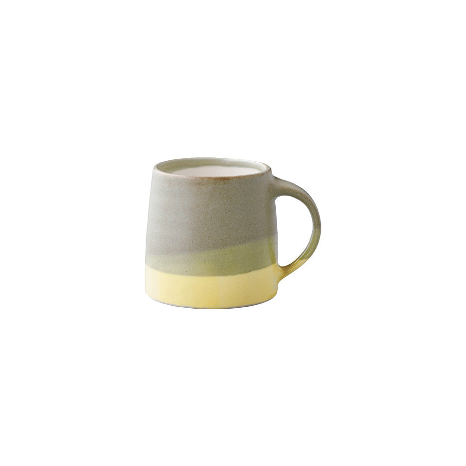 SCS (Slow Coffee Style) S03 moss green / yellow porcelain coffee mug.