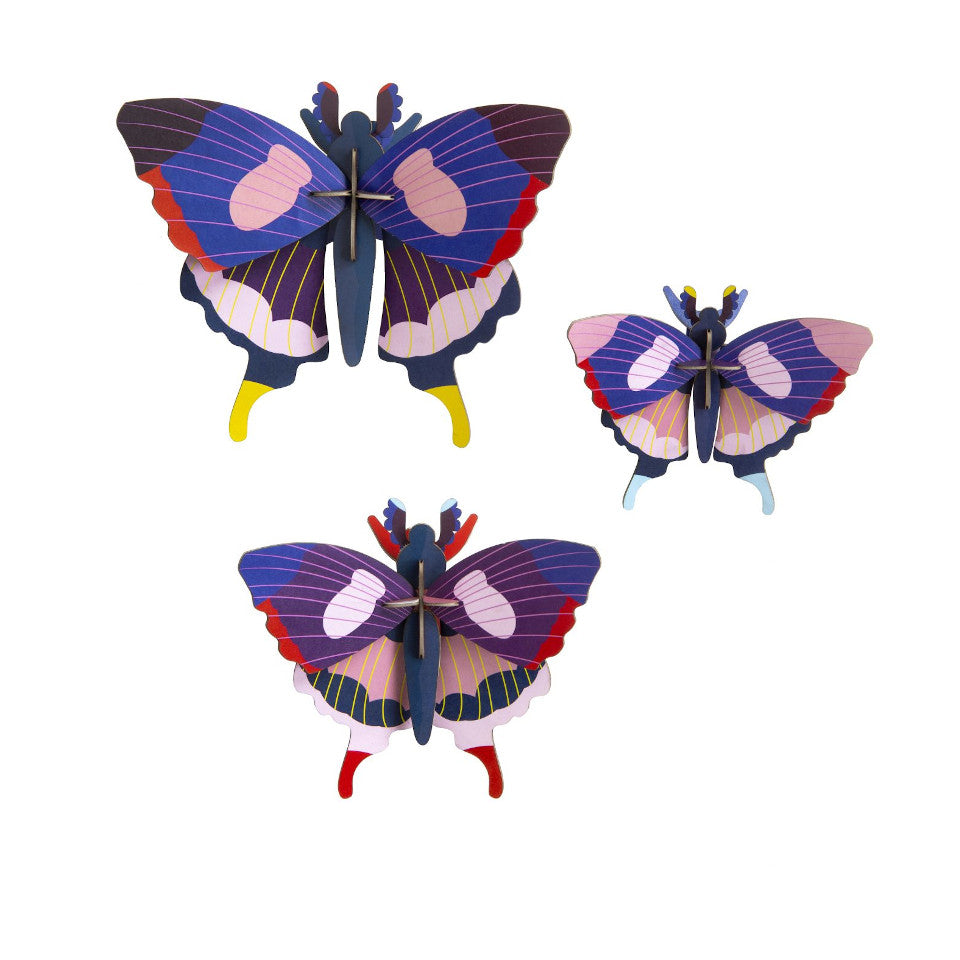 Swallowtail butterfly wall decoration, set of 3.