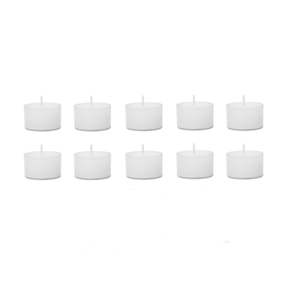 Clear cup tea lights, 10 of 60.